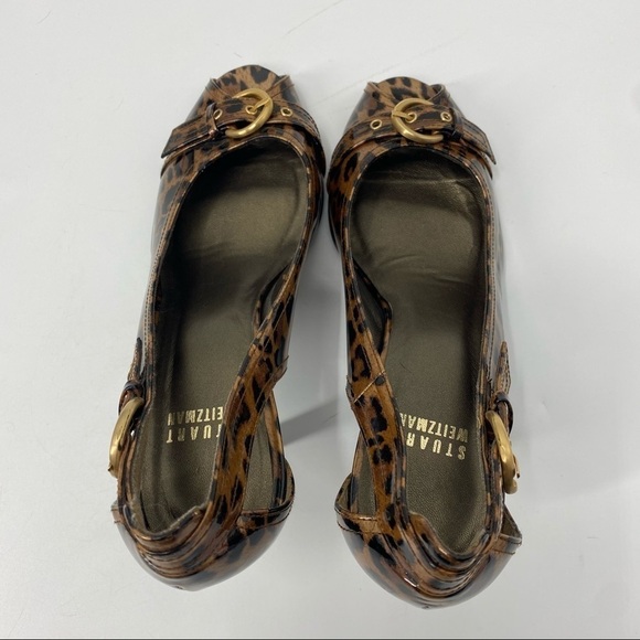Stuart Weitzman animal print peep toe buckle heels - Picture 4 of 8